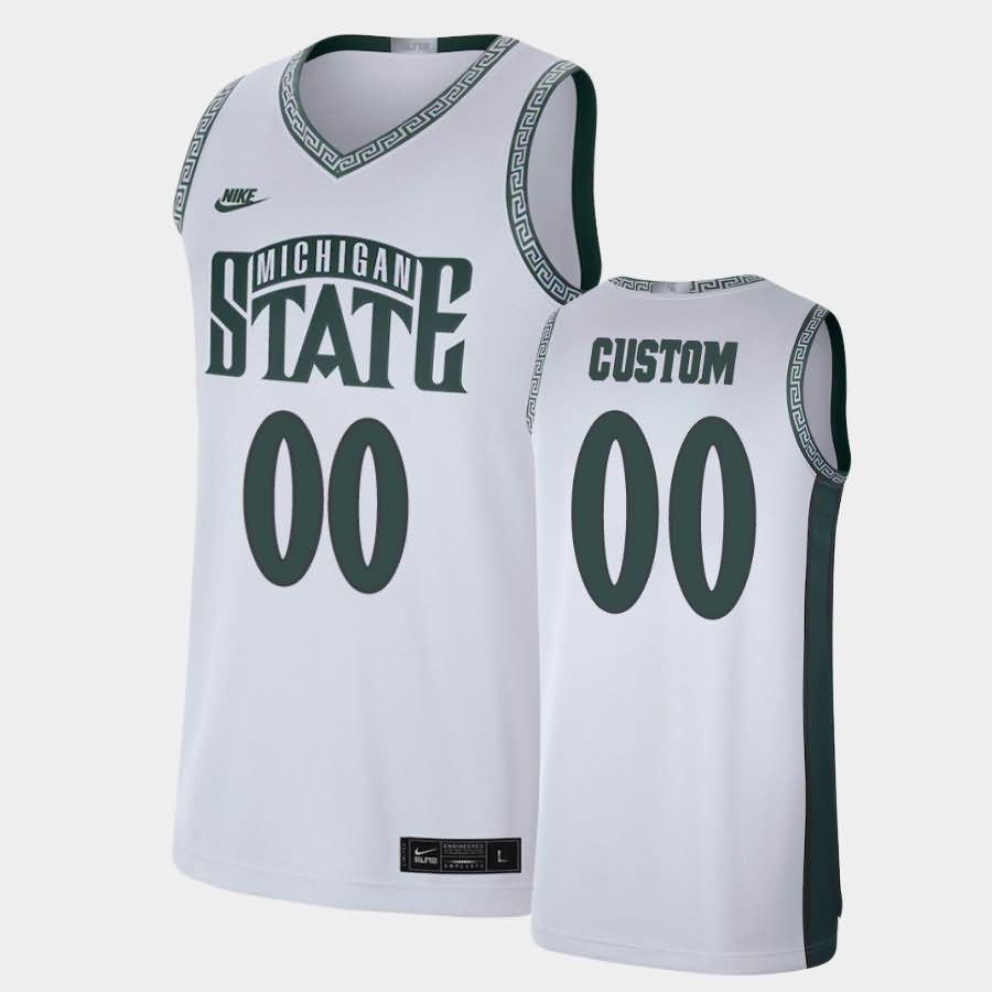 Men's Michigan State Spartans #00 Custom NCAA Nike Authentic White Retro College Stitched Basketball Jersey QG41J56RR